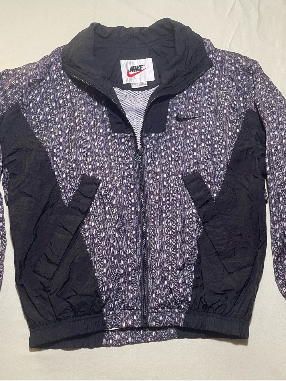 Vintage Nike Windbreaker Jacket Abstract Pattern Full Zip Retro 90s Men’s Small
